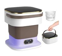 Mini Washing Machine, 15L Portable Washing Machine with Spin Dryer & 3 Cleaning Modes for Small Clothes, Foldable Portable Washer for Apartments, Dorms, Camping (Khaki)
