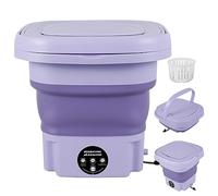 Mini Washing Machine,8L Portable Washing Machine with 3 Modes Cleaning Half Automatic Wash,Travel Washing Machine for Underwear Baby Clothe, Foldable Washing Machine for Camping Travel (Purple)