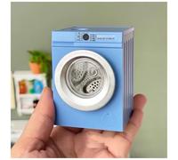 Mini Washing Machine Model - Real Rotating Drum Design, 1:12 Dollhouse Miniature Washing Machine Furniture Appliance Model Dollhouse Decoration Accessories (Blue)