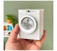 Mini Washing Machine Model - Real Rotating Drum Design, 1:12 Dollhouse Miniature Washing Machine Furniture Appliance Model Dollhouse Decoration Accessories (White)