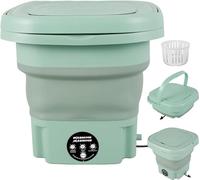 Mini Washing Machine with 3 Adjustable Modes - Portable 8L Foldable Washer and Spin Dryer for Camping, RV - Quiet Operate Small Washer for Socks, Underwear, Small Items