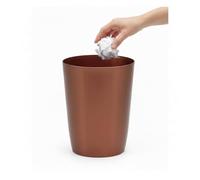 Mini Waste Basket - Durable Small Plastic Garbage Trash Can Bin - Lidless Open-Top Rectangular Slim Profile for Compact Spaces - Suitable for Home, Bathroom, Office, Bedroom, Kitchen and More, Copper