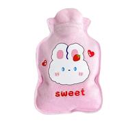 Mini Water Bottle with Warm Plush Furry Cover, 150ml Kawaii Menstruation Period Heated Bag, Cute Stuffed Cartoon Patterns Hand Feet Warmer Accessories (Pink-1)