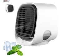 Mini Water Cooler,Ozzi Cool Fan, 3 Speeds Evaporative Cooler,300ml Water Tank Makes The Wind Cooler,Colorful Lights, Low Wind Shell Mute, For Home Office(White)