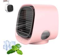 Mini Water Cooler,Ozzi Cool Fan, 3 Speeds Evaporative Cooler,300ml Water Tank Makes The Wind Cooler,Colorful Lights, Low Wind Shell Mute, For Home Office(Pink)