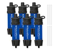 Mini Water Filter NatureNova Portable Emergency Water Filtration System Hiking Camping Straw Survival Gear Emergency Preparedness(Blue, 6 Pack