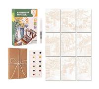 Mini Watercolor Set - Beginner Exercise Pack - Portable - for Artists, Adults, Beginners, Family, Travel, Outdoor Sketching