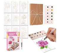 Mini Watercolor Set, Beginners Watercolor Workbook Set, Adults Painting Practice Kit, for Beginners Artists Adults Sketching Outdoor Journal Family Desktop