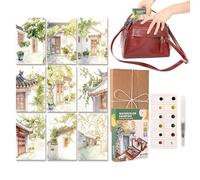 Mini Watercolor Travel Set | Workbook Watercolor Set for Beginner - Adults Painting Practice Kit - for Beginners Artists Adults Sketching Outdoor Journal Family Desktop