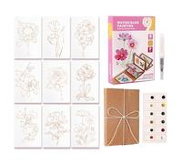 Mini Watercolor Travel Set | Workbook Watercolor Set for Beginner - Pocket Art Painting Kit | for Artists Beginners Adults Sketching Journal Family Desktop Outdoor