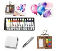 Mini Watercolour Kit，Foldable Travel Watercolour Set, Watercolour Paint Set with 8 Grids， Mini Sketchbook Portable Painting and Brush,Perfect for Beginners, Outdoor Sketching, and Gift Giving-5pcs
