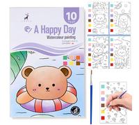 Mini Watercolour Paint Pad, Watercolour Paint Pad, Mini Paint Pad, Pocket Watercolor Painting Book, Portable Travel Paint Set Watercolor Coloring Books for Drawing Supplies (Little Bear, 10)