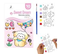 Mini Watercolour Paint Pad, Watercolour Paint Pad, Mini Paint Pad, Watercolor Painting Book DIY Paint with Water Line Sketch Watercolor Coloring Kit, Travel Mini Watercolor Paint Set