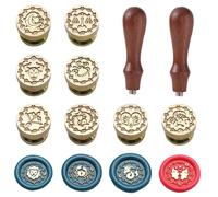 Mini Wax Seal Stamp - 12 Pieces Constellation Sealing Wax Stamp Heads with 2 Pieces Handle for Horoscope Reading,Astrological Reading