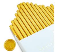 Mini Wax Seal Sticks,Tomgenrine Mini Glue Gun Sealing Wax Sticks 36pcs for Wedding Invitations, Letter, Envelope, Cards and Crafts(Gold）