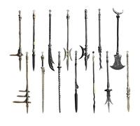 Mini Weapons 14Pcs- Zinc Alloy Ancient Miniature Weapons, Includes Lance Halberd Spear Dagger-Axe, for Collectors, 5 Inch