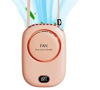 Mini Wearable Personal Fan, Hanging Neck Rechargeable Portable Summer Cooling Fan with Lanyard and Bracket, Powerful 3 Speed 120 Degree Wide-angle Clip on Waist Outdoor Bladeless Small Fans (Pink)