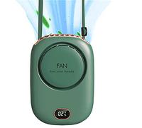Mini Wearable Personal Fan, Hanging Neck Rechargeable Portable Summer Cooling Fan with Lanyard and Bracket, Powerful 3 Speed 120 Degree Wide-angle Clip on Waist Outdoor Bladeless Small Fans (Green)