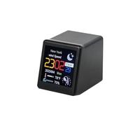 Mini Weather Clock,Digital Weather Forecast Station Clock,For Gaming Desktop Decoration,DIY GIF Animations Album Function(Nero)