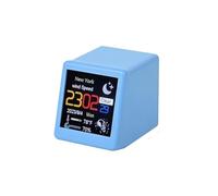 Mini Weather Clock,Digital Weather Forecast Station Clock,For Gaming Desktop Decoration,DIY GIF Animations Album Function(Blu)