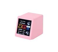 Mini Weather Clock,Digital Weather Forecast Station Clock,For Gaming Desktop Decoration,DIY GIF Animations Album Function(Roze)