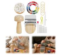 Mini Weaving Loom Kit for DIY Clothing Repair, Wooden Mending Patch Frame T | Compact wooden visible mending loom. Hand weaving tool for repairing holes on socks, jeans and jumpers, fun creative craft gi