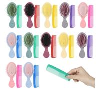 Mini Wet Hair Brush, 24 Pcs Colorful Detangling Brushes and Fine Wide Tooth Hair Combs, Soft Bristle Pocket Styling Set, Portable Travel Hair Care Tools, 6 Colors