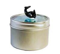 Mini Whale in a Tin - Cute Little Glass Animal - Silver Gift Tin - Miniature Figurine for Sea Lovers - Small Decoration Ornament - Home Decor