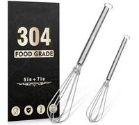 Mini Whisk, Small Whisk 2 Pieces, 5in and 7in 304 Stainless Steel Wire Whisk for Whisking, Beating, Mixing Sauces, Blending Ingredients