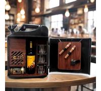 Mini Whiskey Bar Cabinet - 20L Jerry Can Mobile Storage Wine Cabinet with Iron Shell and Wooden Interior for Dad, Husband, or Boyfriend