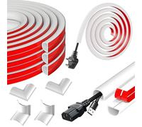 Mini White Cable Trunking Self-Adhesive - 3m Flexible Cable Hiders for Wall & Floor, Flame-Retardant Wire Cover, 15x10mm Paintable Conduit Trunking for Single TV Cables Wire, Home & Office