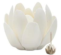 Mini White Lotus Incense Holder Ceramic Incense Burner Flower Incense Stick Holder Ash Catcher for Yoga Studio Living Room Home Decor