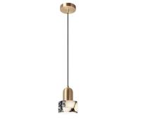 Mini White Marble Pendant Light Adjustable Hanging Ceiling Lamp with Copper Finish Canopy Modern Small Single Lights Fixture for Kitchen Island Dining Table Bedroom