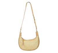 Mini Wicker Straw Bag - Half Moon Crossbody Beach Handbag With Raffia, Woven Design, Retro Dumpling Style for Women