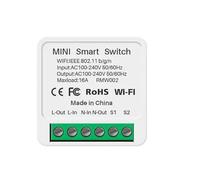 Mini WiFi Switch 16a Dual-Control Relay for Lights Fans 2.4ghz 802.11b/g/n Flame-Retardant Pc Housing No Hub Required Compatible Having Cozylife App