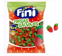 Mini Wild Strawberries Sweets Fini1kg Bulk Bag | Strawberry Flavour Gummy Candy | Soft & Chewy Treat | Party & Sharing Size