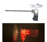 Mini Wind Generator Wind Turbine Model with Red LED Light, 360° Rotating Renewable Energy Teaching Aid, Self-Luminous Wind Energy Demonstration Model for Educat