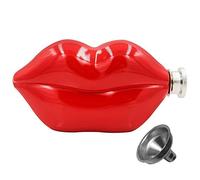 Mini Wine Bottle Liquor Holder Stainless Steel Red Lip Shape Drinking Flask Portable Leakproof Wine Flask Whiskey Flask