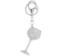 Mini Wine Glass Keychain Diamond Goblet Tumbler Wine Bottle Keychain Gorgeous Crystal Car Key Ring Holder for Purse Handbags Girls Women Hen Party Favors Bag Fillers