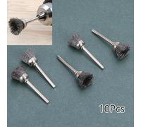 Mini Wire Brush, Brass Cup Wheel for Grinder or Drill, 3mm Diameter×13mm Length Stainless Steel Wire Brush Set 10 pcs