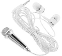 Mini Wired Condenser Microphone for Smartphones & Tablets, Portable Vocal Mic for Singing, Recording, White Silver