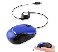 Mini Wired Mouse, Quiet Portable Optical Travel Mouse with Retractable Type C Cable, Plug & Play, for Children's Hands, for Laptop, MacBook, Tablet, Smartphone, Gift for Kids Boys Girls Women (Blue)