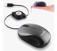 Mini Wired Mouse USB C Silent Optical Travel Small Mice,Type-C Retractable Cable,Plug & Play,1000 DPI,for Kids Small Hand, for Laptop MacBook Notebook Tablet Smartphone,Trip Office Home Use-Grey