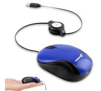Mini Wired Mouse USB C Silent Optical Travel Small Mice,Type-C Retractable Cable,Plug & Play,1000 DPI,for Kids Small Hand, for Laptop MacBook Notebook Tablet Smartphone,Trip Office Home Use-Blue