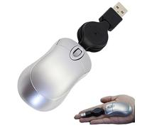 Mini Wired USB Mouse, Tiny Small Lightweight Corded Travel Mice with Retractable Cable,Plug & Play 1600 DPI for Children PC,Computer,Laptop,Desktop,Windows(Silver)