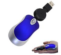 Mini Wired USB Mouse, Tiny Small Lightweight Corded Travel Mice with Retractable Cable,Plug & Play 1600 DPI for Children PC,Computer,Laptop,Desktop,Windows(Blue)