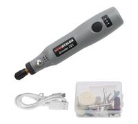 Mini Wireless Electric Grinder Set Drill Engraver Pen Polishing Rotary Tools for Wood Metal Jade Agate Carving Grinding DIY 5000-15000RPM USB Portable Engraving Kit(Gray)