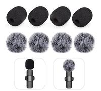 Mini Wireless Furry Windscreen & Foam Cover Set for Lavalier Microphone, Wind Muff Foam Mic Cover with Clip to Reduce Plosive and Better Highlight the Vocals, Washable and Windproof Wind Screen(9 Pcs)