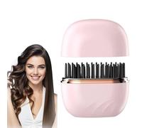 Mini Wireless Hair Straightener & Curler, Cordless Hair Styling Detangling Comb, Professional Straightening Irons for Frizz-Free Salon Finish, Portable Heated Hairs Brush for Travel(Pink)