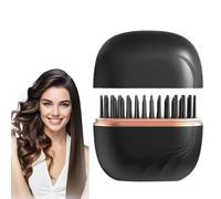 Mini Wireless Hair Straightener & Curler, Cordless Hair Styling Detangling Comb, Professional Straightening Irons for Frizz-Free Salon Finish, Portable Heated Hairs Brush for Travel(Black)